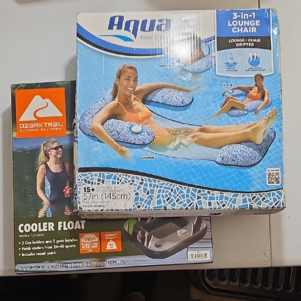 Ozark Trail Cooler Float with Blue and White Design